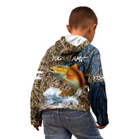 Redfish Splashing in Marsh Grass Kid Hoodie Custom Name and Nature Background Design - Wonder Print Shop