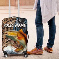 Redfish Splashing in Marsh Grass Luggage Cover Custom Name and Nature Background Design - Wonder Print Shop