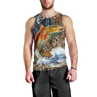 Redfish Splashing in Marsh Grass Men Tank Top Custom Name and Nature Background Design - Wonder Print Shop