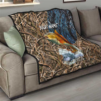 Redfish Splashing in Marsh Grass Quilt Custom Name and Nature Background Design - Wonder Print Shop