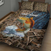 Redfish Splashing in Marsh Grass Quilt Bed Set Custom Name and Nature Background Design - Wonder Print Shop