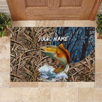 Redfish Splashing in Marsh Grass Rubber Doormat Custom Name and Nature Background Design - Wonder Print Shop
