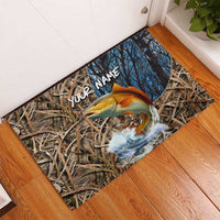 Redfish Splashing in Marsh Grass Rubber Doormat Custom Name and Nature Background Design - Wonder Print Shop