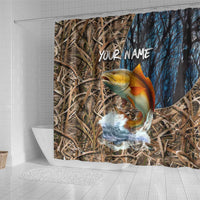 Redfish Splashing in Marsh Grass Shower Curtain Custom Name and Nature Background Design - Wonder Print Shop