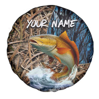 Redfish Splashing in Marsh Grass Spare Tire Cover Custom Name and Nature Background Design - Wonder Print Shop