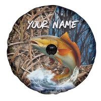 Redfish Splashing in Marsh Grass Spare Tire Cover Custom Name and Nature Background Design - Wonder Print Shop