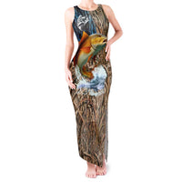 Redfish Splashing in Marsh Grass Tank Maxi Dress Custom Name and Nature Background Design - Wonder Print Shop