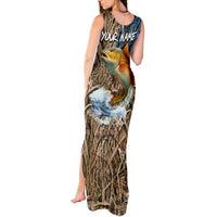 Redfish Splashing in Marsh Grass Tank Maxi Dress Custom Name and Nature Background Design - Wonder Print Shop