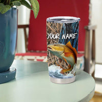 Redfish Splashing in Marsh Grass Tumbler Cup Custom Name and Nature Background Design - Wonder Print Shop