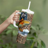 Redfish Splashing in Marsh Grass Tumbler With Handle Custom Name and Nature Background Design - Wonder Print Shop