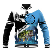 Largemouth Bass Fishing Underwater Graphic Baseball Jacket Mountain Silhouette and Custom Name Design - Wonder Print Shop