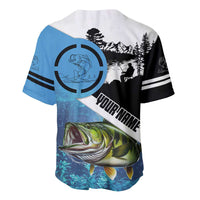 Largemouth Bass Fishing Underwater Graphic Baseball Jersey Mountain Silhouette and Custom Name Design - Wonder Print Shop