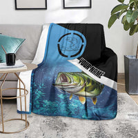 Largemouth Bass Fishing Underwater Graphic Blanket Mountain Silhouette and Custom Name Design - Wonder Print Shop