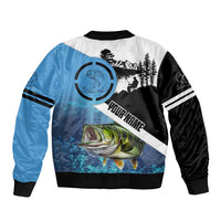 Largemouth Bass Fishing Underwater Graphic Bomber Jacket Mountain Silhouette and Custom Name Design - Wonder Print Shop