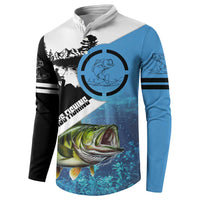 Largemouth Bass Fishing Underwater Graphic Button Sweatshirt Mountain Silhouette and Custom Name Design - Wonder Print Shop