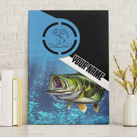 Largemouth Bass Fishing Underwater Graphic Canvas Wall Art Mountain Silhouette and Custom Name Design - Wonder Print Shop