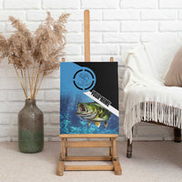Largemouth Bass Fishing Underwater Graphic Canvas Wall Art Mountain Silhouette and Custom Name Design - Wonder Print Shop