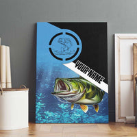 Largemouth Bass Fishing Underwater Graphic Canvas Wall Art Mountain Silhouette and Custom Name Design - Wonder Print Shop