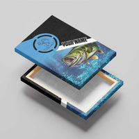 Largemouth Bass Fishing Underwater Graphic Canvas Wall Art Mountain Silhouette and Custom Name Design - Wonder Print Shop