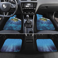 Largemouth Bass Fishing Underwater Graphic Car Mats Mountain Silhouette and Custom Name Design - Wonder Print Shop