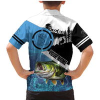 Largemouth Bass Fishing Underwater Graphic Family Matching Mermaid Dress and Hawaiian Shirt Mountain Silhouette and Custom Name Design - Wonder Print Shop