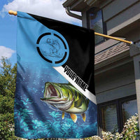 Largemouth Bass Fishing Underwater Graphic Garden Flag Mountain Silhouette and Custom Name Design - Wonder Print Shop