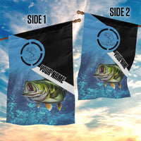Largemouth Bass Fishing Underwater Graphic Garden Flag Mountain Silhouette and Custom Name Design - Wonder Print Shop