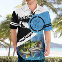 Largemouth Bass Fishing Underwater Graphic Hawaiian Shirt Mountain Silhouette and Custom Name Design - Wonder Print Shop