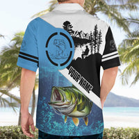 Largemouth Bass Fishing Underwater Graphic Hawaiian Shirt Mountain Silhouette and Custom Name Design - Wonder Print Shop