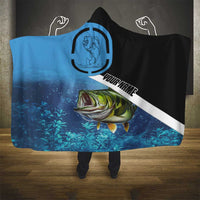 Largemouth Bass Fishing Underwater Graphic Hooded Blanket Mountain Silhouette and Custom Name Design - Wonder Print Shop