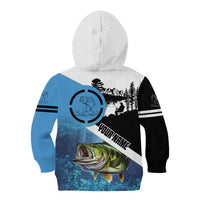 Largemouth Bass Fishing Underwater Graphic Kid Hoodie Mountain Silhouette and Custom Name Design - Wonder Print Shop