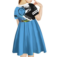 Largemouth Bass Fishing Underwater Graphic Kid Short Sleeve Dress Mountain Silhouette and Custom Name Design - Wonder Print Shop