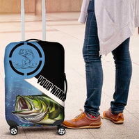 Largemouth Bass Fishing Underwater Graphic Luggage Cover Mountain Silhouette and Custom Name Design - Wonder Print Shop