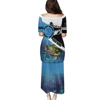 Largemouth Bass Fishing Underwater Graphic Puletasi Mountain Silhouette and Custom Name Design - Wonder Print Shop