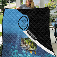 Largemouth Bass Fishing Underwater Graphic Quilt Mountain Silhouette and Custom Name Design - Wonder Print Shop