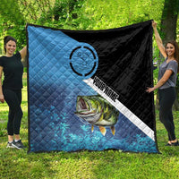 Largemouth Bass Fishing Underwater Graphic Quilt Mountain Silhouette and Custom Name Design - Wonder Print Shop
