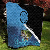 Largemouth Bass Fishing Underwater Graphic Quilt Mountain Silhouette and Custom Name Design - Wonder Print Shop