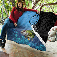 Largemouth Bass Fishing Underwater Graphic Quilt Mountain Silhouette and Custom Name Design - Wonder Print Shop
