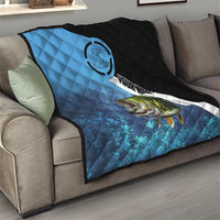 Largemouth Bass Fishing Underwater Graphic Quilt Mountain Silhouette and Custom Name Design - Wonder Print Shop