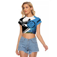 Largemouth Bass Fishing Underwater Graphic Raglan Cropped T Shirt Mountain Silhouette and Custom Name Design - Wonder Print Shop