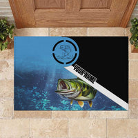 Largemouth Bass Fishing Underwater Graphic Rubber Doormat Mountain Silhouette and Custom Name Design - Wonder Print Shop