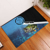 Largemouth Bass Fishing Underwater Graphic Rubber Doormat Mountain Silhouette and Custom Name Design - Wonder Print Shop