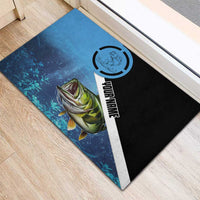 Largemouth Bass Fishing Underwater Graphic Rubber Doormat Mountain Silhouette and Custom Name Design - Wonder Print Shop