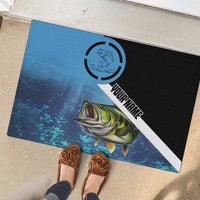 Largemouth Bass Fishing Underwater Graphic Rubber Doormat Mountain Silhouette and Custom Name Design - Wonder Print Shop