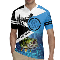 Largemouth Bass Fishing Underwater Graphic Rugby Jersey Mountain Silhouette and Custom Name Design - Wonder Print Shop