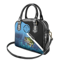 Largemouth Bass Fishing Underwater Graphic Shoulder Handbag Mountain Silhouette and Custom Name Design - Wonder Print Shop