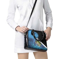 Largemouth Bass Fishing Underwater Graphic Shoulder Handbag Mountain Silhouette and Custom Name Design - Wonder Print Shop