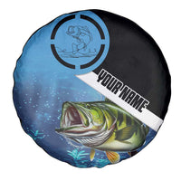 Largemouth Bass Fishing Underwater Graphic Spare Tire Cover Mountain Silhouette and Custom Name Design - Wonder Print Shop