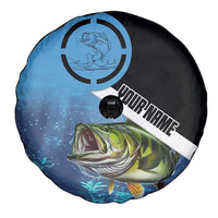 Largemouth Bass Fishing Underwater Graphic Spare Tire Cover Mountain Silhouette and Custom Name Design - Wonder Print Shop