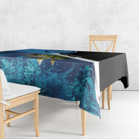 Largemouth Bass Fishing Underwater Graphic Tablecloth Mountain Silhouette and Custom Name Design - Wonder Print Shop